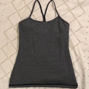 Lululemon Athletica Black and White Striped Camisole